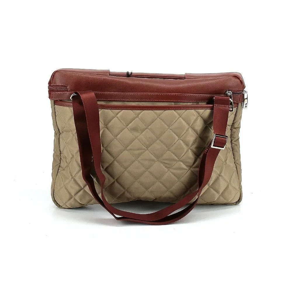 Knomo Tan Quilted Laptop Bag